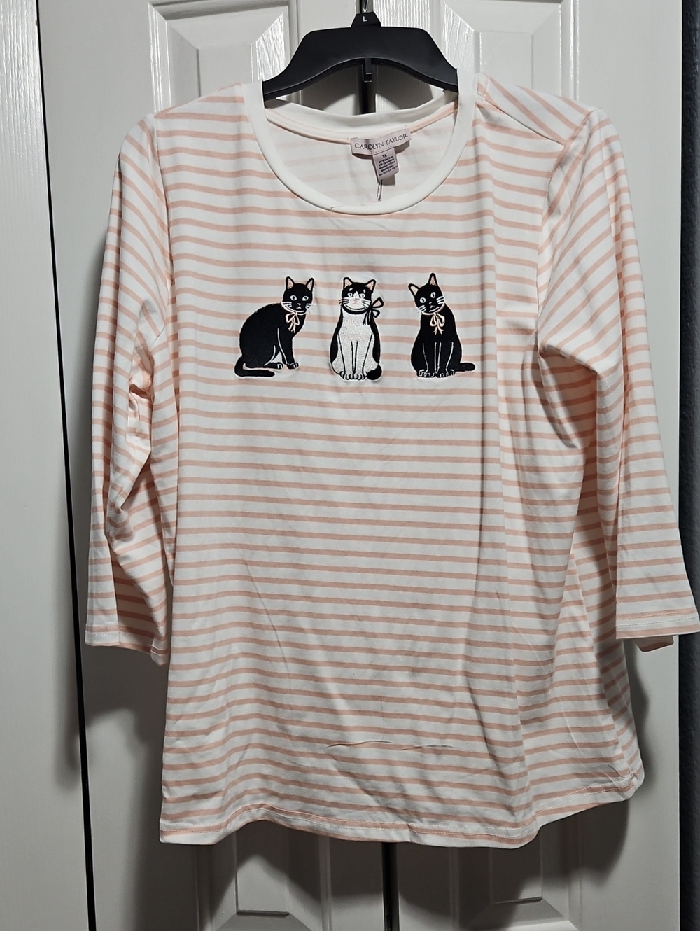 Carolyn Taylor Cat 3/4 Sleeve Tee NWT